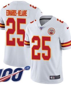 Nike Chiefs #25 Clyde Edwards-Helaire White Stitched NFL 100th Season Vapor Untouchable Limited Jersey