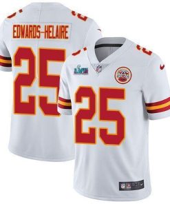 Nike Chiefs #25 Clyde Edwards-Helaire White Super Bowl LVII Patch Stitched NFL Vapor Untouchable Limited Jersey