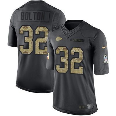 Nike Chiefs #32 Nick Bolton Black Stitched NFL Limited 2016 Salute To Service Jersey