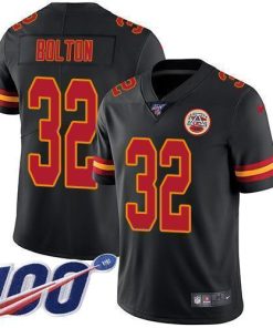 Nike Chiefs #32 Nick Bolton Black Stitched NFL Limited Rush 100th Season Jersey