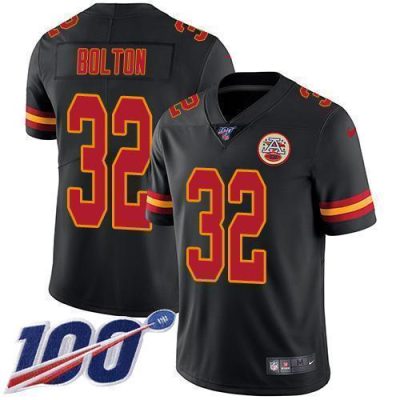 Nike Chiefs #32 Nick Bolton Black Stitched NFL Limited Rush 100th Season Jersey