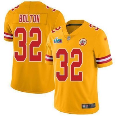 Nike Chiefs #32 Nick Bolton Gold Super Bowl LVII Patch Stitched NFL Limited Inverted Legend Jersey