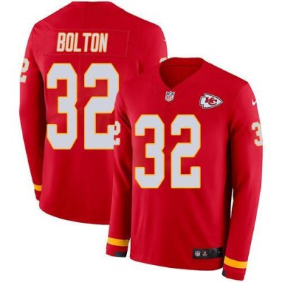 Nike Chiefs #32 Nick Bolton Red Team Color Stitched NFL Limited Therma Long Sleeve Jersey