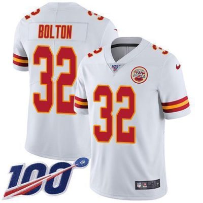 Nike Chiefs #32 Nick Bolton White Stitched NFL 100th Season Vapor Limited Jersey