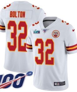 Nike Chiefs #32 Nick Bolton White Super Bowl LVII Patch Stitched NFL 100th Season Vapor Limited Jersey