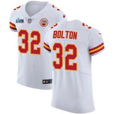 Nike Chiefs #32 Nick Bolton White Super Bowl LVII Patch Stitched NFL Vapor Untouchable Elite Jersey