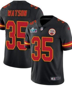 Nike Chiefs #35 Jaylen Watson Black Super Bowl LVII Patch Stitched NFL Limited Rush Jersey
