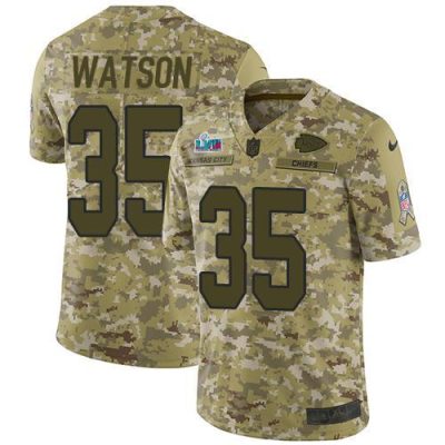 Nike Chiefs #35 Jaylen Watson Camo Super Bowl LVII Patch Stitched NFL Limited 2018 Salute To Service Jersey