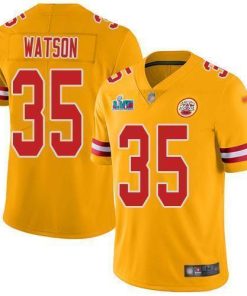 Nike Chiefs #35 Jaylen Watson Gold Super Bowl LVII Patch Stitched NFL Limited Inverted Legend Jersey