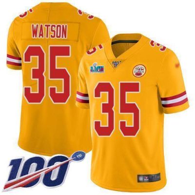 Nike Chiefs #35 Jaylen Watson Gold Super Bowl LVII Patch Stitched NFL Limited Inverted Legend 100th Season Jersey