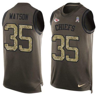 Nike Chiefs #35 Jaylen Watson Green Stitched NFL Limited Salute To Service Tank Top Jersey
