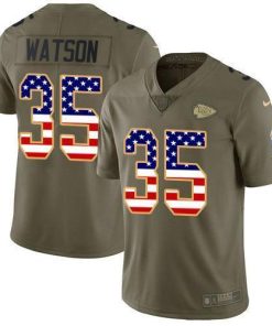 Nike Chiefs #35 Jaylen Watson Olive/USA Flag Stitched NFL Limited 2017 Salute To Service Jersey