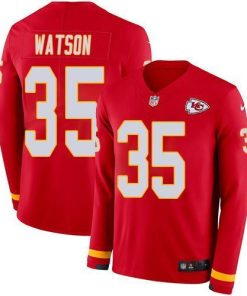 Nike Chiefs #35 Jaylen Watson Red Team Color Stitched NFL Limited Therma Long Sleeve Jersey