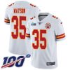 Nike Chiefs #35 Jaylen Watson White Super Bowl LVII Patch Stitched NFL 100th Season Vapor Limited Jersey