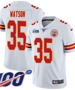 Nike Chiefs #35 Jaylen Watson White Super Bowl LVII Patch Stitched NFL 100th Season Vapor Limited Jersey