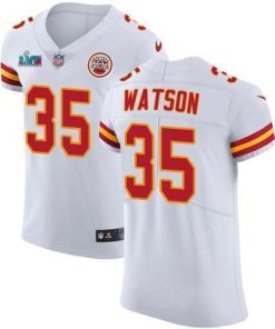 Nike Chiefs #35 Jaylen Watson White Super Bowl LVII Patch Stitched NFL Vapor Untouchable Elite Jersey
