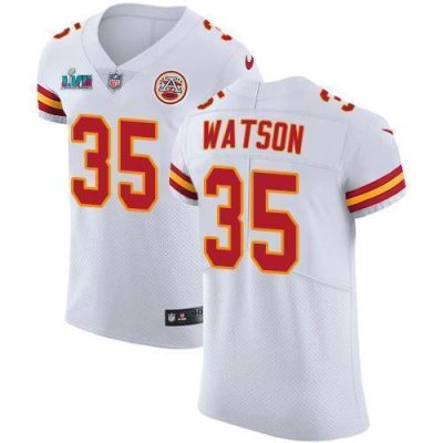 Nike Chiefs #35 Jaylen Watson White Super Bowl LVII Patch Stitched NFL Vapor Untouchable Elite Jersey