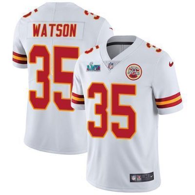 Nike Chiefs #35 Jaylen Watson White Super Bowl LVII Patch Stitched NFL Vapor Untouchable Limited Jersey