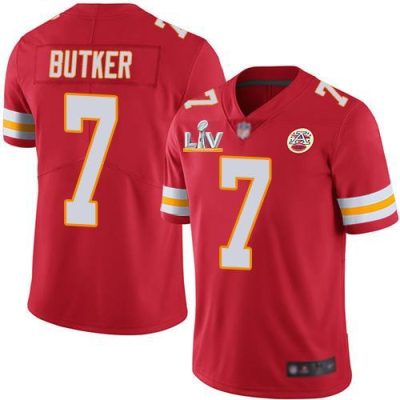Nike Chiefs #7 Harrison Butker Red Team Color Super Bowl LV Bound Stitched NFL Vapor Untouchable Limited Jersey