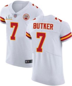 Nike Chiefs #7 Harrison Butker White Super Bowl LV Bound Stitched NFL New Elite Jersey