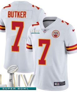 Nike Chiefs #7 Harrison Butker White Super Bowl LIV 2020 Stitched NFL Vapor Untouchable Limited Jersey