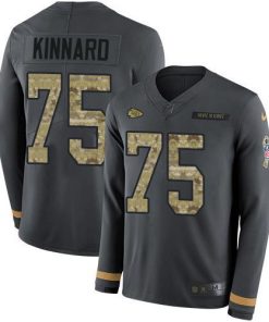 Nike Chiefs #75 Darian Kinnard Anthracite Salute To Service Stitched NFL Limited Therma Long Sleeve Jersey