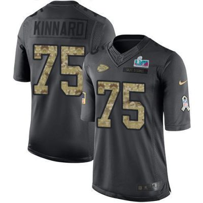 Nike Chiefs #75 Darian Kinnard Black Super Bowl LVII Patch Stitched NFL Limited 2016 Salute To Service Jersey