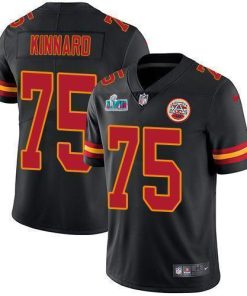 Nike Chiefs #75 Darian Kinnard Black Super Bowl LVII Patch Stitched NFL Limited Rush Jersey