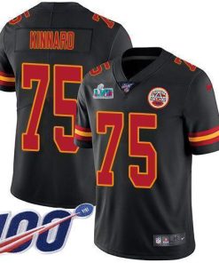 Nike Chiefs #75 Darian Kinnard Black Super Bowl LVII Patch Stitched NFL Limited Rush 100th Season Jersey
