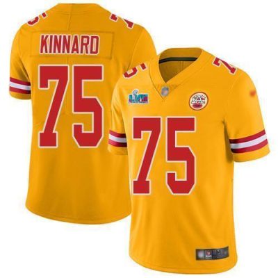 Nike Chiefs #75 Darian Kinnard Gold Super Bowl LVII Patch Stitched NFL Limited Inverted Legend Jersey