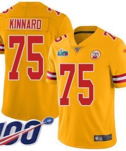 Nike Chiefs #75 Darian Kinnard Gold Super Bowl LVII Patch Stitched NFL Limited Inverted Legend 100th Season Jersey