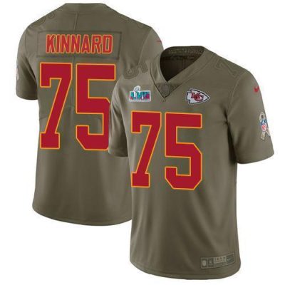 Nike Chiefs #75 Darian Kinnard Olive Super Bowl LVII Patch Stitched NFL Limited 2017 Salute To Service Jersey