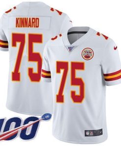 Nike Chiefs #75 Darian Kinnard White Stitched NFL 100th Season Vapor Limited Jersey