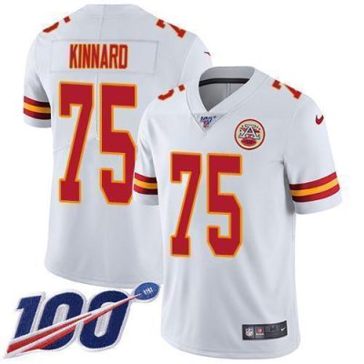 Nike Chiefs #75 Darian Kinnard White Stitched NFL 100th Season Vapor Limited Jersey