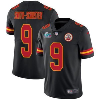 Nike Chiefs #9 JuJu Smith-Schuster Black Super Bowl LVII Patch Stitched NFL Limited Rush Jersey