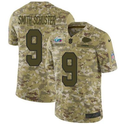 Nike Chiefs #9 JuJu Smith-Schuster Camo Super Bowl LVII Patch Stitched NFL Limited 2018 Salute To Service Jersey