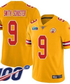 Nike Chiefs #9 JuJu Smith-Schuster Gold Super Bowl LVII Patch Stitched NFL Limited Inverted Legend 100th Season Jersey