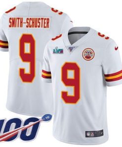 Nike Chiefs #9 JuJu Smith-Schuster White Super Bowl LVII Patch Stitched NFL 100th Season Vapor Limited Jersey