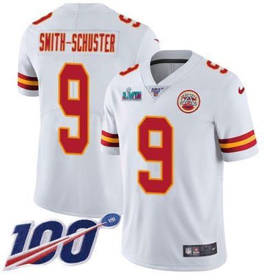 Nike Chiefs #9 JuJu Smith-Schuster White Super Bowl LVII Patch Stitched NFL 100th Season Vapor Limited Jersey