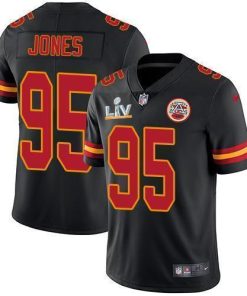 Nike Chiefs #95 Chris Jones Black Super Bowl LV Bound Stitched NFL Limited Rush Jersey