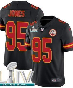 Nike Chiefs #95 Chris Jones Black Super Bowl LIV 2020 Stitched NFL Limited Rush Jersey