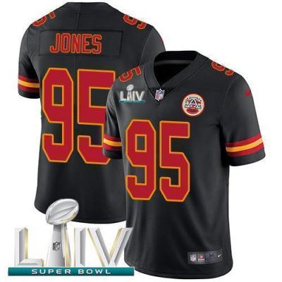 Nike Chiefs #95 Chris Jones Black Super Bowl LIV 2020 Stitched NFL Limited Rush Jersey
