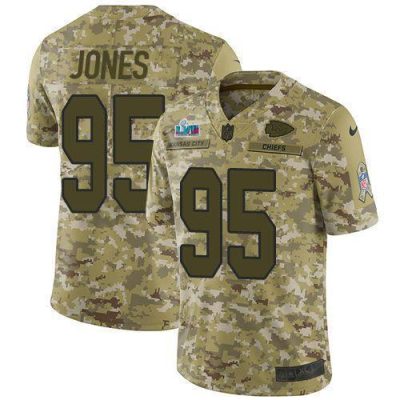 Nike Chiefs #95 Chris Jones Camo Super Bowl LVII Patch Stitched NFL Limited 2018 Salute To Service Jersey