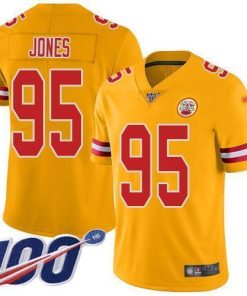 Nike Chiefs #95 Chris Jones Gold Stitched NFL Limited Inverted Legend 100th Season Jersey