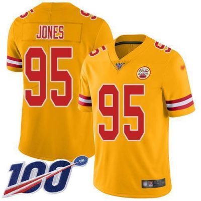 Nike Chiefs #95 Chris Jones Gold Stitched NFL Limited Inverted Legend 100th Season Jersey
