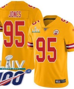 Nike Chiefs #95 Chris Jones Gold Super Bowl LIV 2020 Stitched NFL Limited Inverted Legend 100th Season Jersey