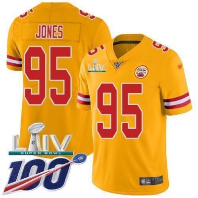 Nike Chiefs #95 Chris Jones Gold Super Bowl LIV 2020 Stitched NFL Limited Inverted Legend 100th Season Jersey