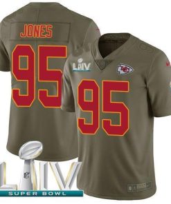 Nike Chiefs #95 Chris Jones Olive Super Bowl LIV 2020 Stitched NFL Limited 2017 Salute To Service Jersey