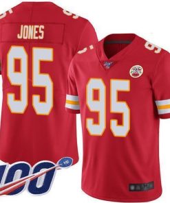 Nike Chiefs #95 Chris Jones Red Team Color Stitched NFL 100th Season Vapor Limited Jersey