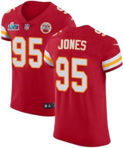 Nike Chiefs #95 Chris Jones Red Team Color Super Bowl LVII Patch Stitched NFL Vapor Untouchable Elite Jersey